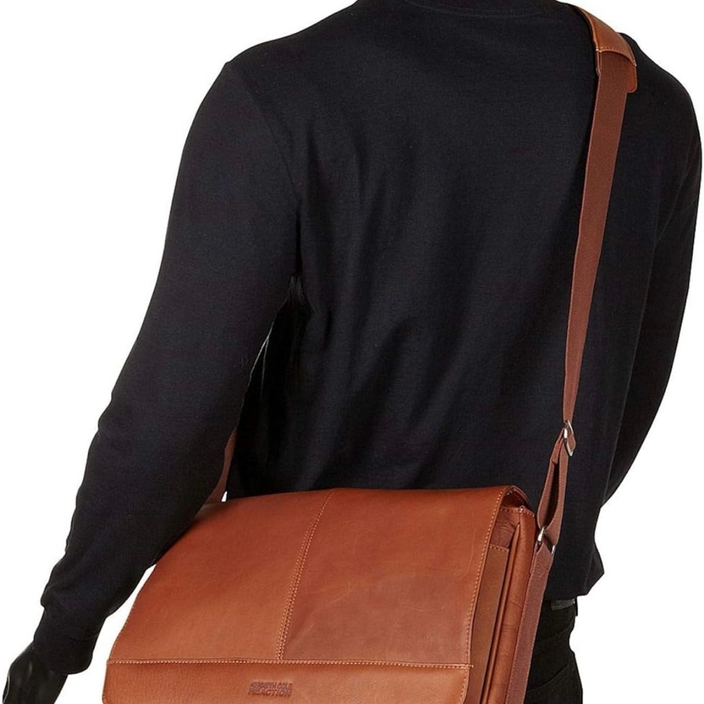 Kenneth Cole REACTION Full-Grain Colombian Leather Crossbody Laptop Case